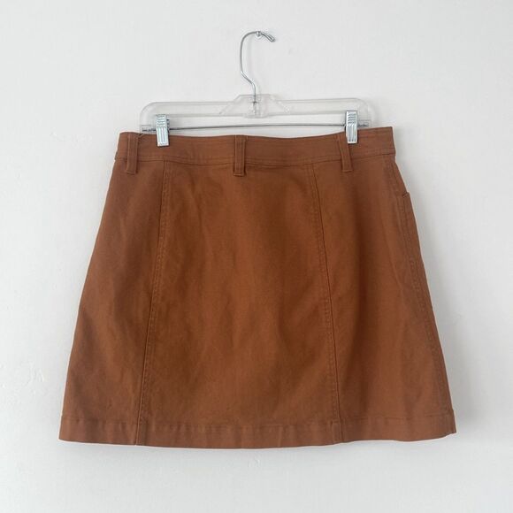 Madewell Tan A-line Mini Skirt Heavy Cotton Snap Button Boho Coastal Preppy New - Picture 5 of 13